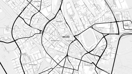 Obraz premium Minimalist Neuss Street Map with Labels and Neighborhoods