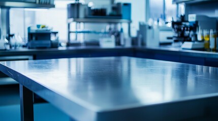 Clean Stainless Steel Table in Modern Commercial Kitchen Space