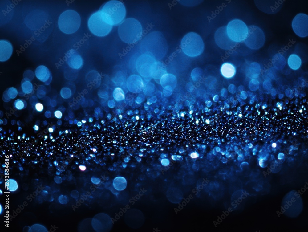 Poster abstract blue glittering bokeh background with sparkling light particles and festive atmosphere perf