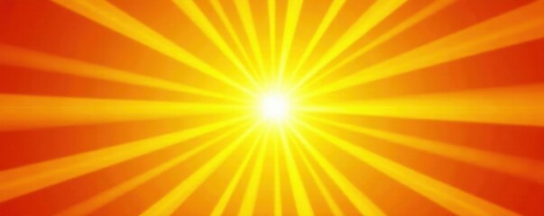 Obraz premium Bright yellow sunburst, radiating light beams, retro style , rays, glow, pattern