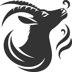 Goat sniffing the air, ears perked up animal vector silhouette