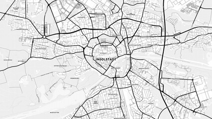 Minimalist Ingolstadt Street Map with Labels and Neighborhoods