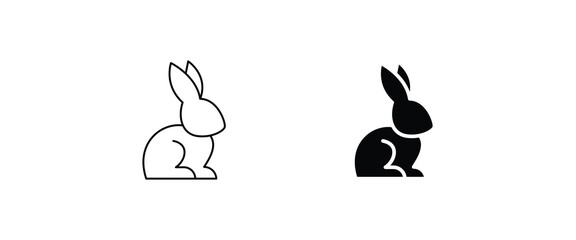 Rabbit, bunny. Easter rabbits. Animal icon symbol logo illustration,editable stroke, flat design style isolated on white