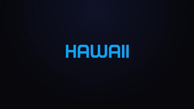 Glowing explosion HAWAII text reveal blue and pink