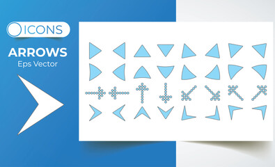 Arrow icons best set for pointing or navigation flat design templates