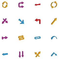 Set of 3d arrow vector icons on white background