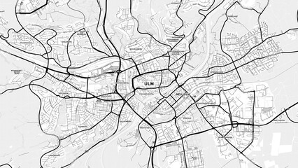 Obraz premium Minimalist Ulm Street Map with Labels and Neighborhoods