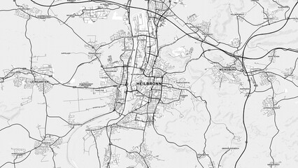 Minimalist Heilbronn Street Map with Labels and Neighborhoods