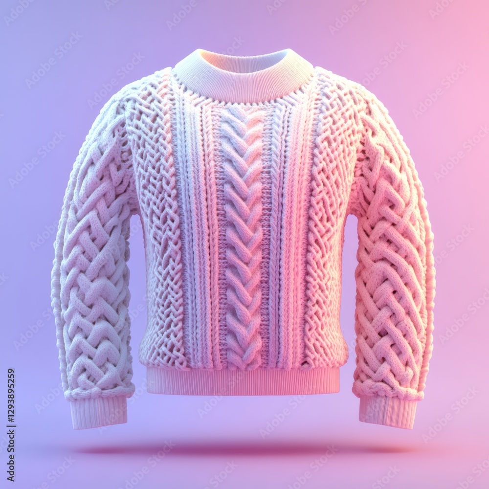 Poster 3d rendered sweater icon with intricate knit patterns and texture
