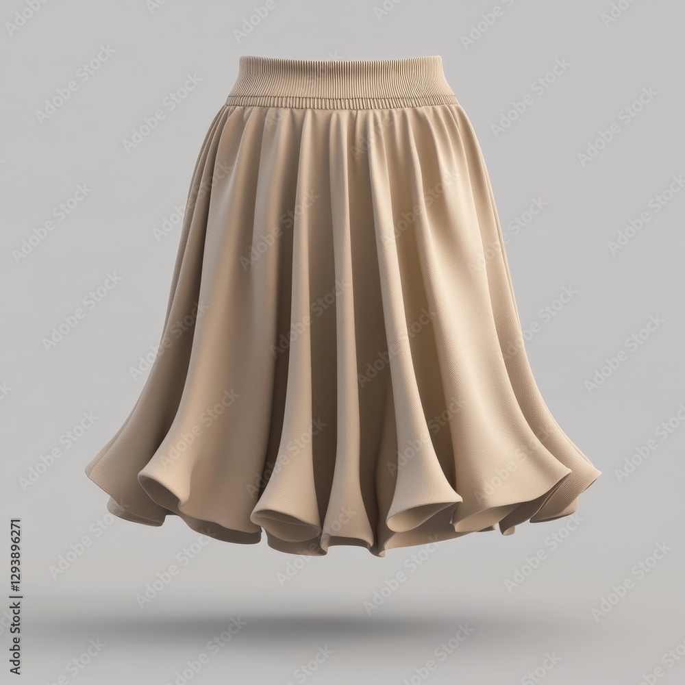 Poster elegant 3d rendering of bohemian style skirt design in neutral tone