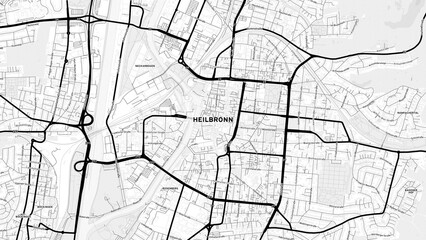 Minimalist Heilbronn Street Map with Labels and Neighborhoods