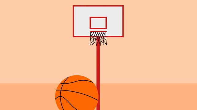 Basketball hoop shooting animation with successful shot and missed shot - animation