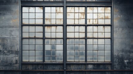 Industrial Window Design on Concrete Wall Creates Vintage Texture Backdrop
