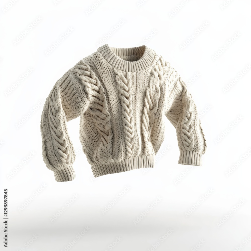 Poster cozy 3d render of sweater with visible texture and soft design