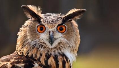 Fototapeta premium Majestic Siberian Eagle Owl Roosting amidst a Winter Wonderland, Bathed in Blue and Gold Twilight Tones, Striking a Regal Pose against a Backdrop of Frosty Conifers.