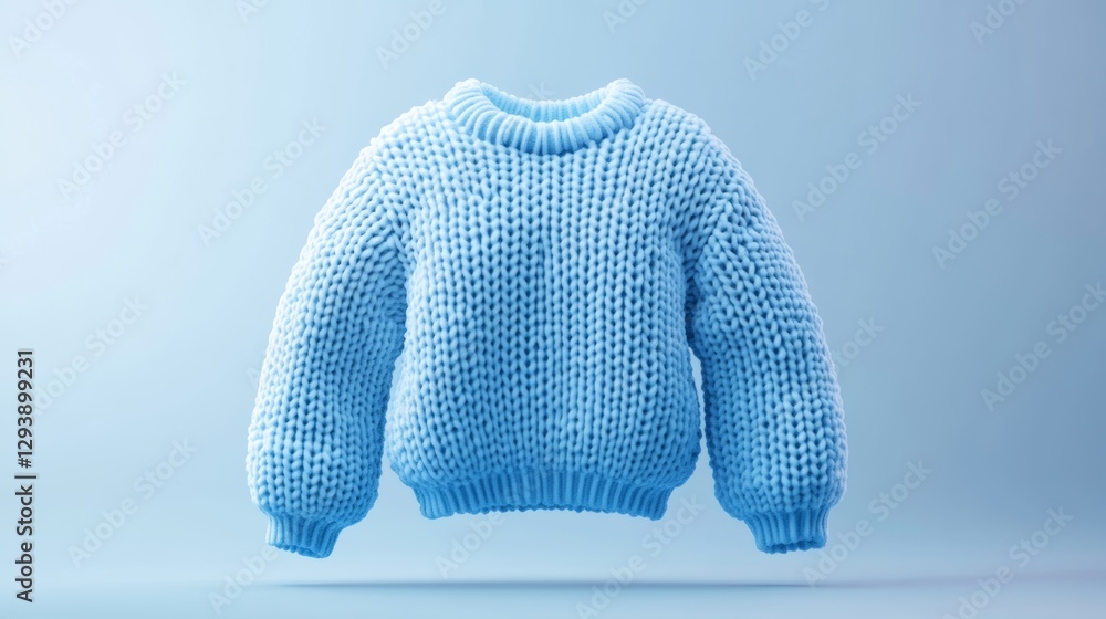 Poster cozy 3d rendering of a plain blue sweater icon on soft background