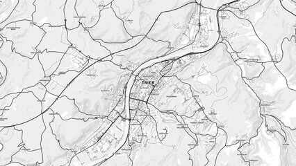 Minimalist Trier Street Map with Labels and Neighborhoods