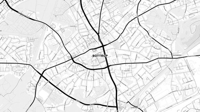 Minimalist Bottrop Street Map with Labels and Neighborhoods