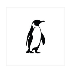 Naklejka premium Minimalist Black Penguin Silhouette Vector Logo on White Background