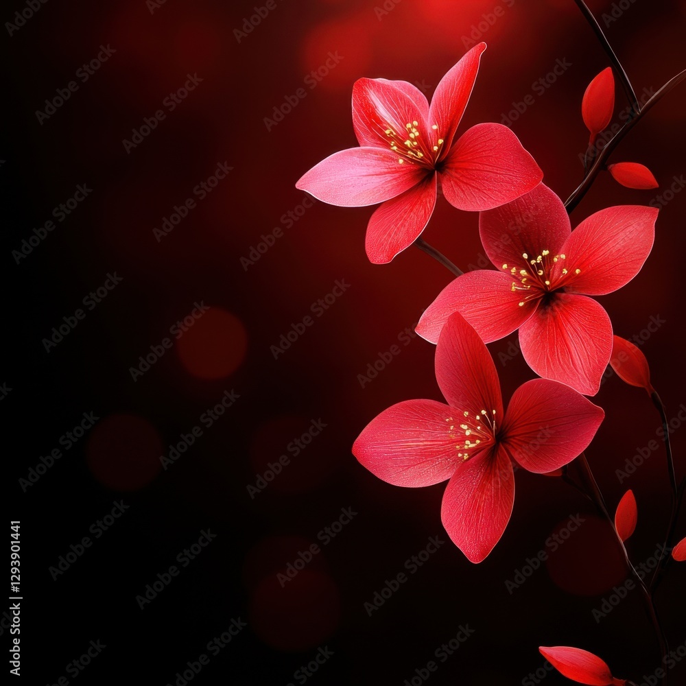 Aufkleber elegant red flowers blossom against a dark backdrop creating a moody and artistic floral display wit
