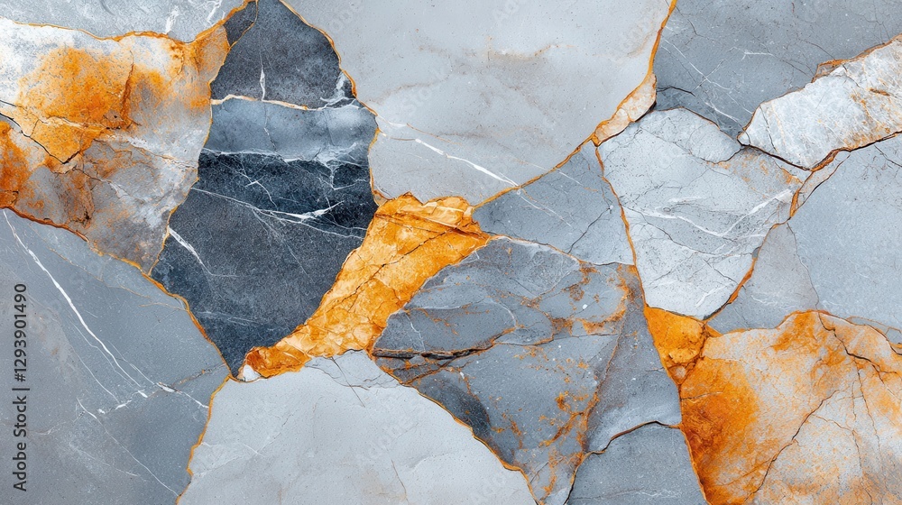 Aufkleber abstract gray and orange marble texture with natural veins and patterns background design
