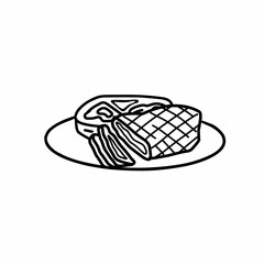 Delicious fried meat steak isolated on white background. Vector illustration