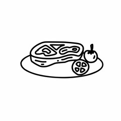 Delicious fried meat steak isolated on white background. Vector illustration