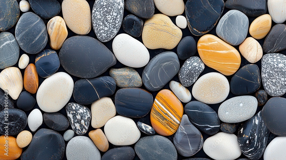 Aufkleber smooth multicolored stones arranged in a natural pattern for textures and backgrounds