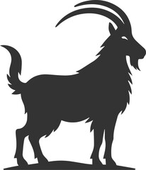 Goat standing still, tail slightly raised animal vector silhouette