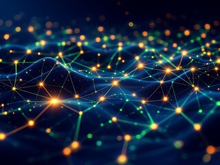 Fototapeta premium Abstract Digital Network Nodes and Connections Representing Data Flow Communication Technology