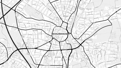 Minimalist Recklinghausen Street Map with Labels and Neighborhoods