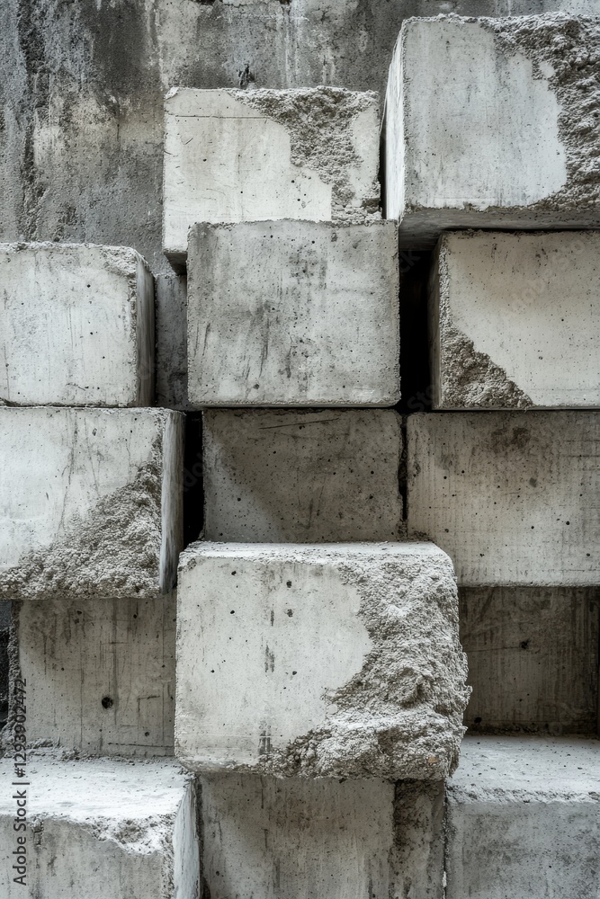Poster stack of weathered concrete blocks textured surface