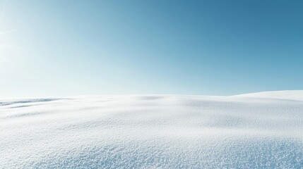 Vast Snowy Landscape Under Clear Blue Sky in Winter Season
