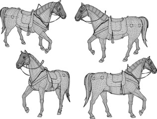 vector sketch illustration of royal horse design for fighting in the battlefield