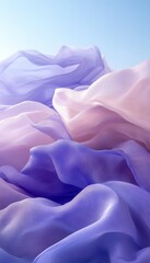 Obraz premium Delicate Pastel Periwinkle Background, Featuring Abstract Waves And Flowing Fabric Textures Of Silk