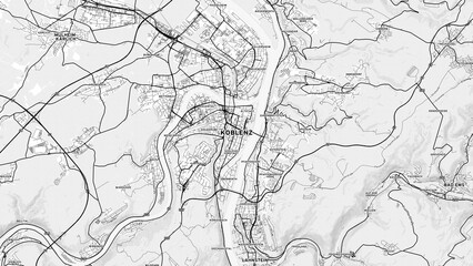 Minimalist Koblenz Street Map with Labels and Neighborhoods
