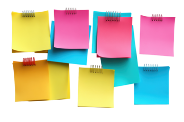 Vibrant Sticky Note Pad with Neatly Stacked Pages and Strong Adhesive: Isolated on Transparent Background