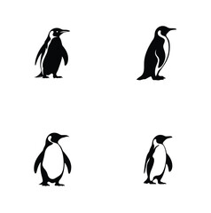 Obraz premium Minimalist Black Penguin Silhouette Vector Logo on White Background