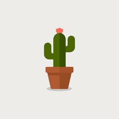 A Flat-Style Small cactus on a Plain White Background