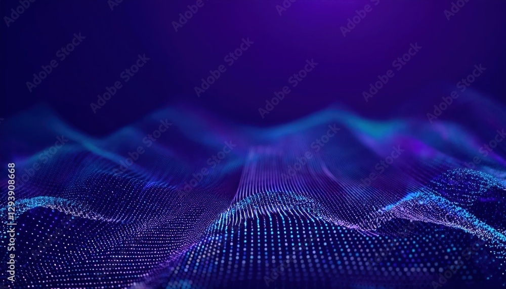 Poster abstract futuristic data flow with glowing purple and blue light streaks, digital speed motion, tech