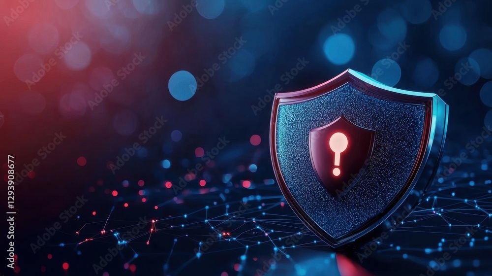 Aufkleber a digital shield with a keyhole symbolizing cybersecurity and data protection in a futuristic enviro
