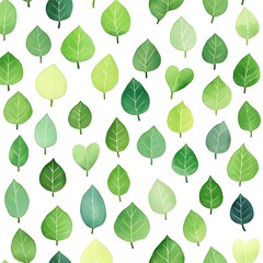 Watercolor Green Leaves Pattern Seamless Design