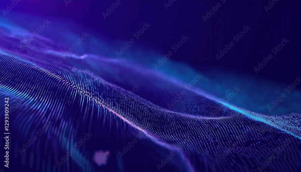 Poster abstract futuristic data flow with glowing purple and blue light streaks, digital speed motion, tech
