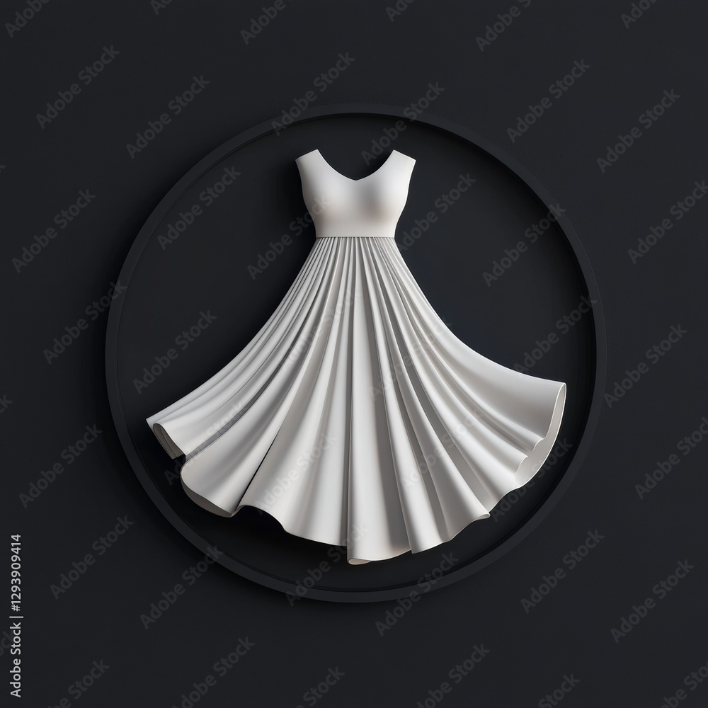 Poster 3d icon of flowing line skirt centered in minimalist design
