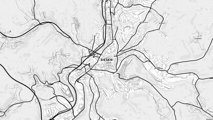 Minimalist Siegen Street Map with Labels and Neighborhoods