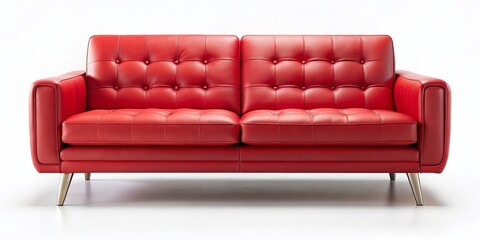 Aerial View: Cozy Red Loveseat Sofa Isolated on White Background - Perfect for Interior Design Projects