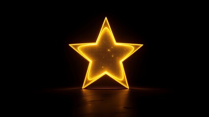 Obraz premium Golden Star Radiance on Dark Reflective Surface Award Success Achievement Spotlight Celestial Object