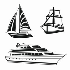 Waterway Transport Icons Maritime Vector Collection