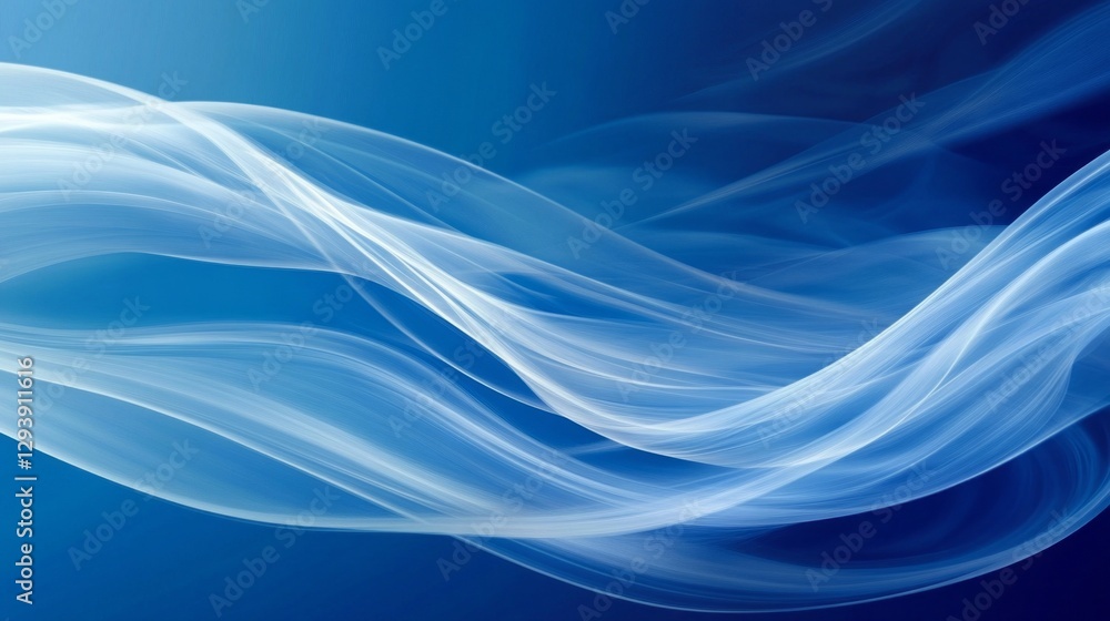 Poster Delicate tendrils of translucent blue swirl and weave through the air, creating mesmerizing patterns that captivate the viewer. This ethereal display inspires a peaceful ambiance