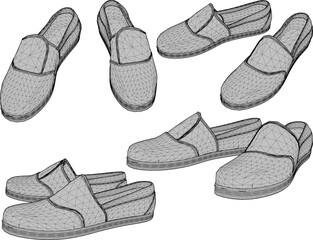 vector sketch illustration of sandal shoe design with accessories for office worker fashion  